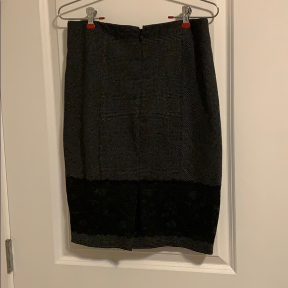 Grey Pencil Skirt with Black Lace - Picture 2 of 5